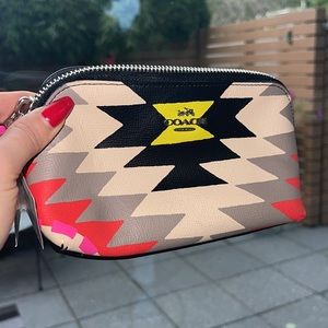 Brand new Coach pouch mini bag leather multicolour Aztec purse